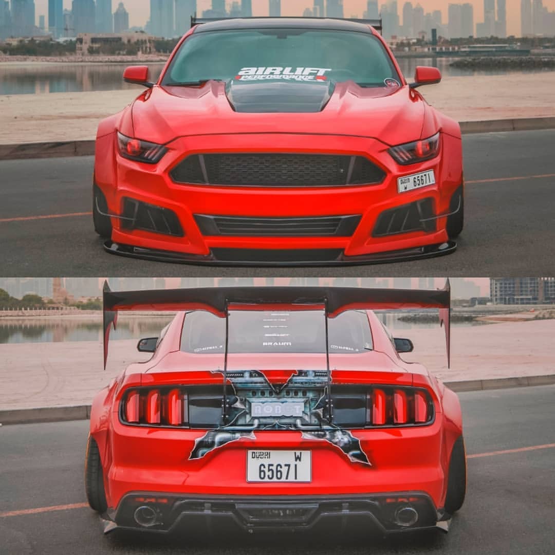 Robot Ver.2 FRP or Carbon Fiber "STORM" Hood Bonnet For Ford Mustang S550 S550.1 2015 2016 2017