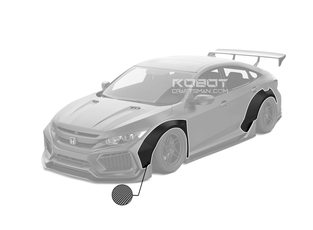 Robot Carbon Fiber Widebody Wheel Arches Fender Flares Honda Civic 10th Gen & FK7 Hatchback