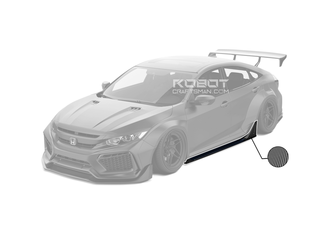 Robot Side Skirts For Honda Civic 10th Gen & FK7 Hatchback Carbon Fiber