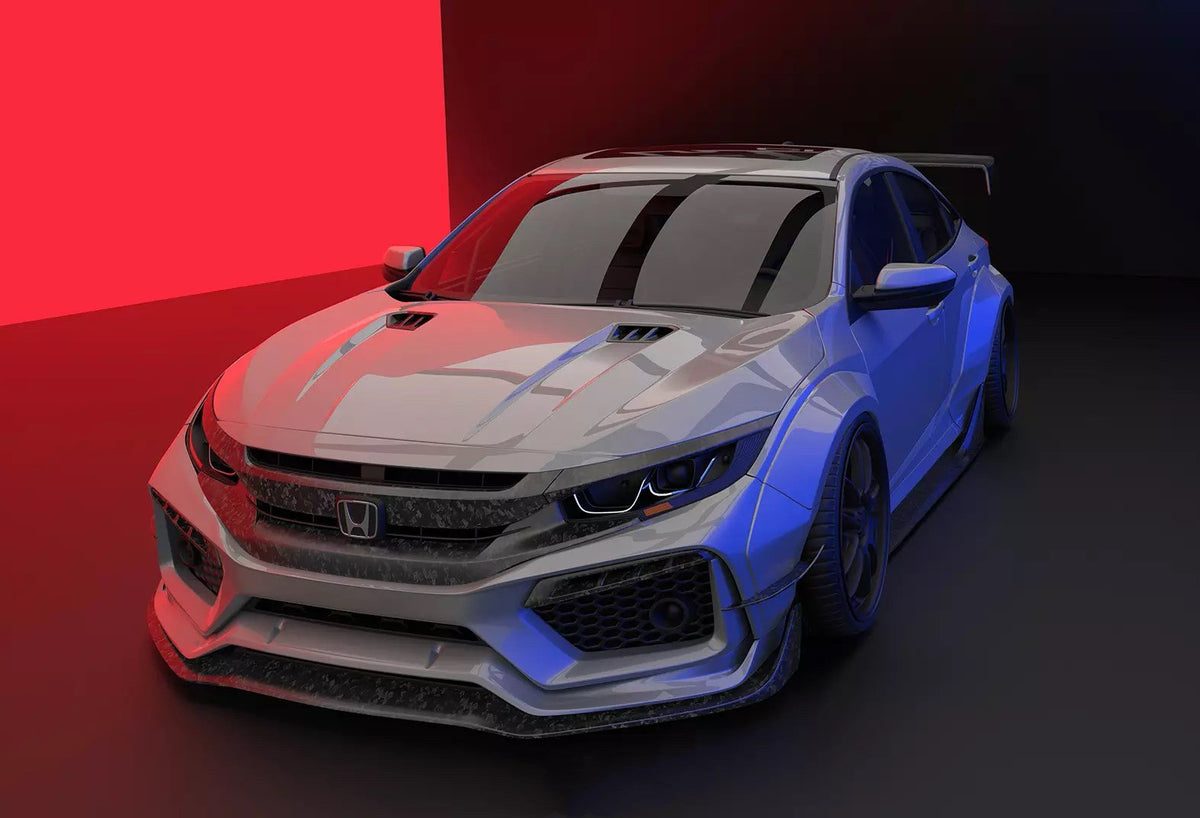 Robot Carbon Fiber Front Bumper & Front Lip For Honda Civic 10th Gen FK7