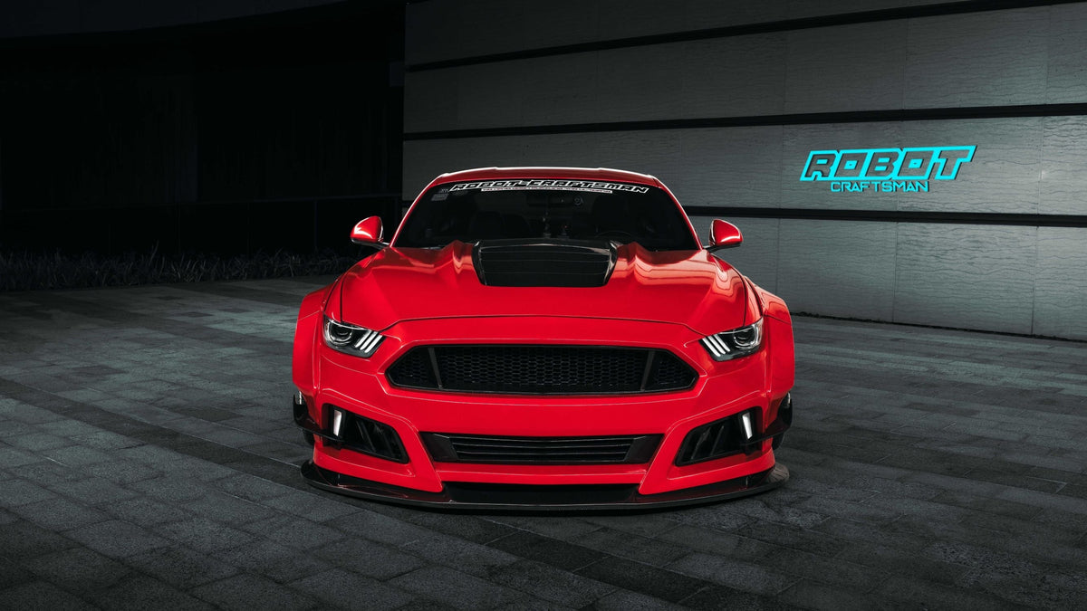 Robot Ver.2 FRP or Carbon Fiber "STORM" Hood Bonnet For Ford Mustang S550 S550.1 2015 2016 2017