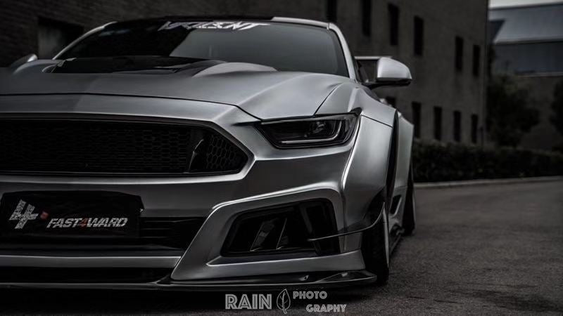 Robot Ver.2 FRP or Carbon Fiber "STORM" Hood Bonnet For Ford Mustang S550 S550.1 2015 2016 2017