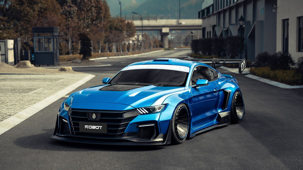 Robot "DAWN & DUSK" Tempered Glass Hood Bonnet For Ford Mustang S550 2015-ON