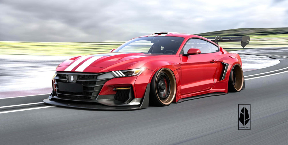 Robot "DAWN & DUSK" Tempered Glass Hood Bonnet For Ford Mustang S550 2015-ON