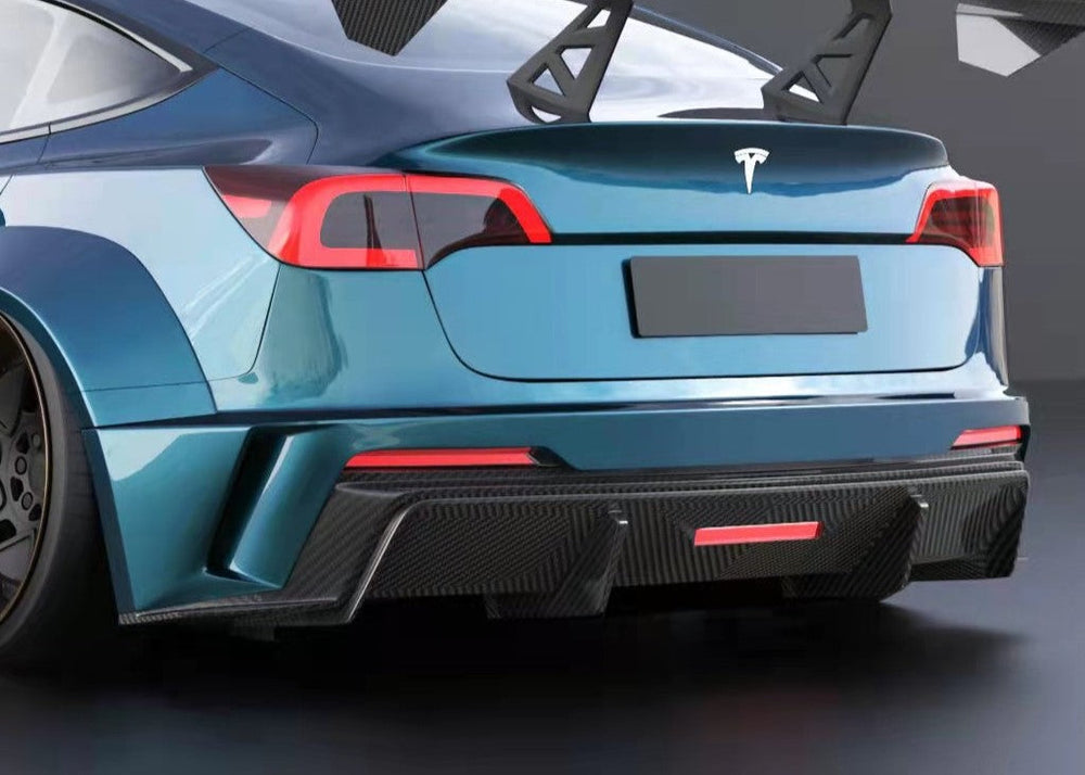 Robot "HACKER"  Widebody Rear Bumper & Rear Diffuser For Tesla Model 3