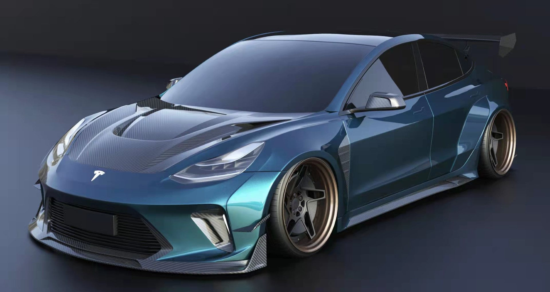 Robot "HACKER"  Widebody Wheel Arches & Side Skirts For Tesla Model 3