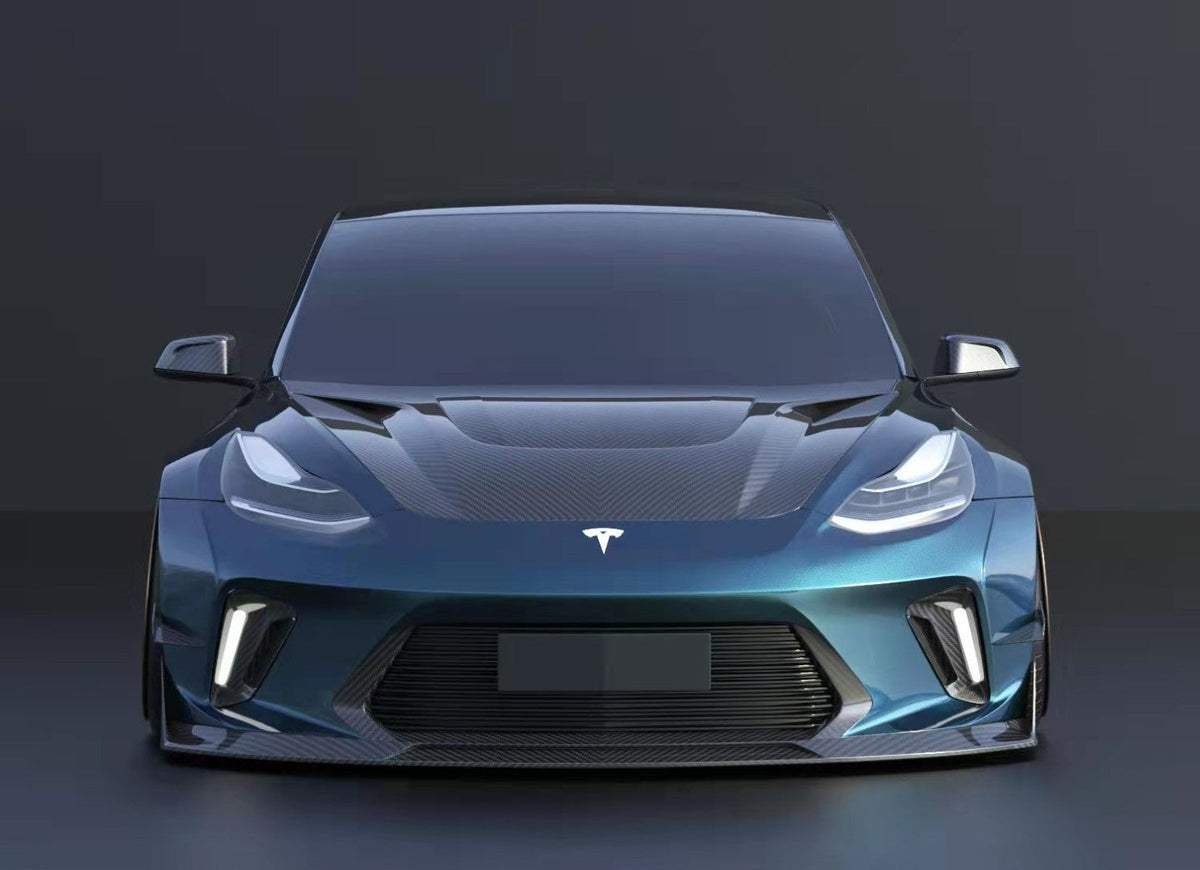 Robot "HACKER"  Widebody Front Bumper & Front Lip For Tesla Model 3