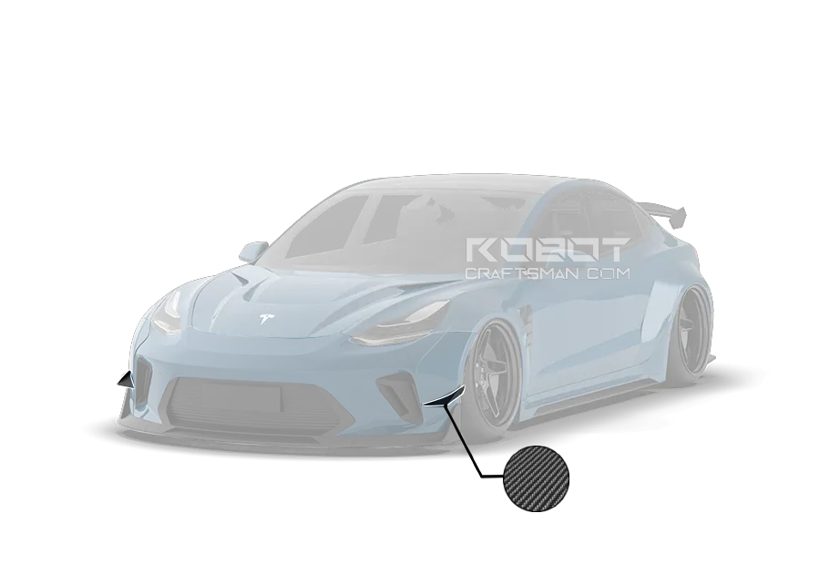 Robot "HACKER"  Widebody Front Bumper Canards For Tesla Model 3