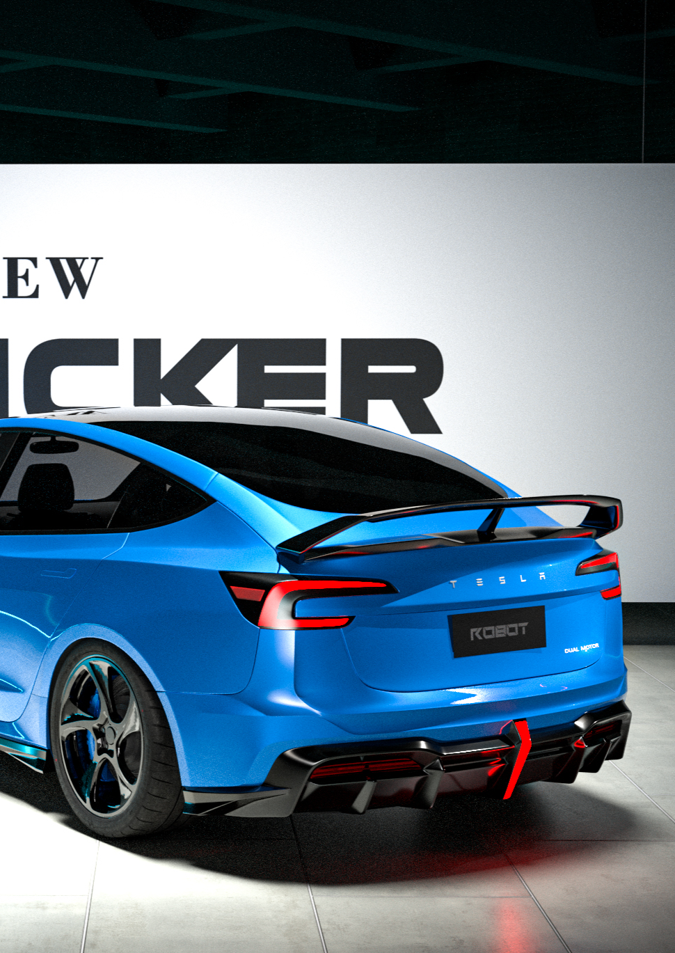 Robot Hacker Rear Wing for Tesla Model 3 Highland 2024-ON