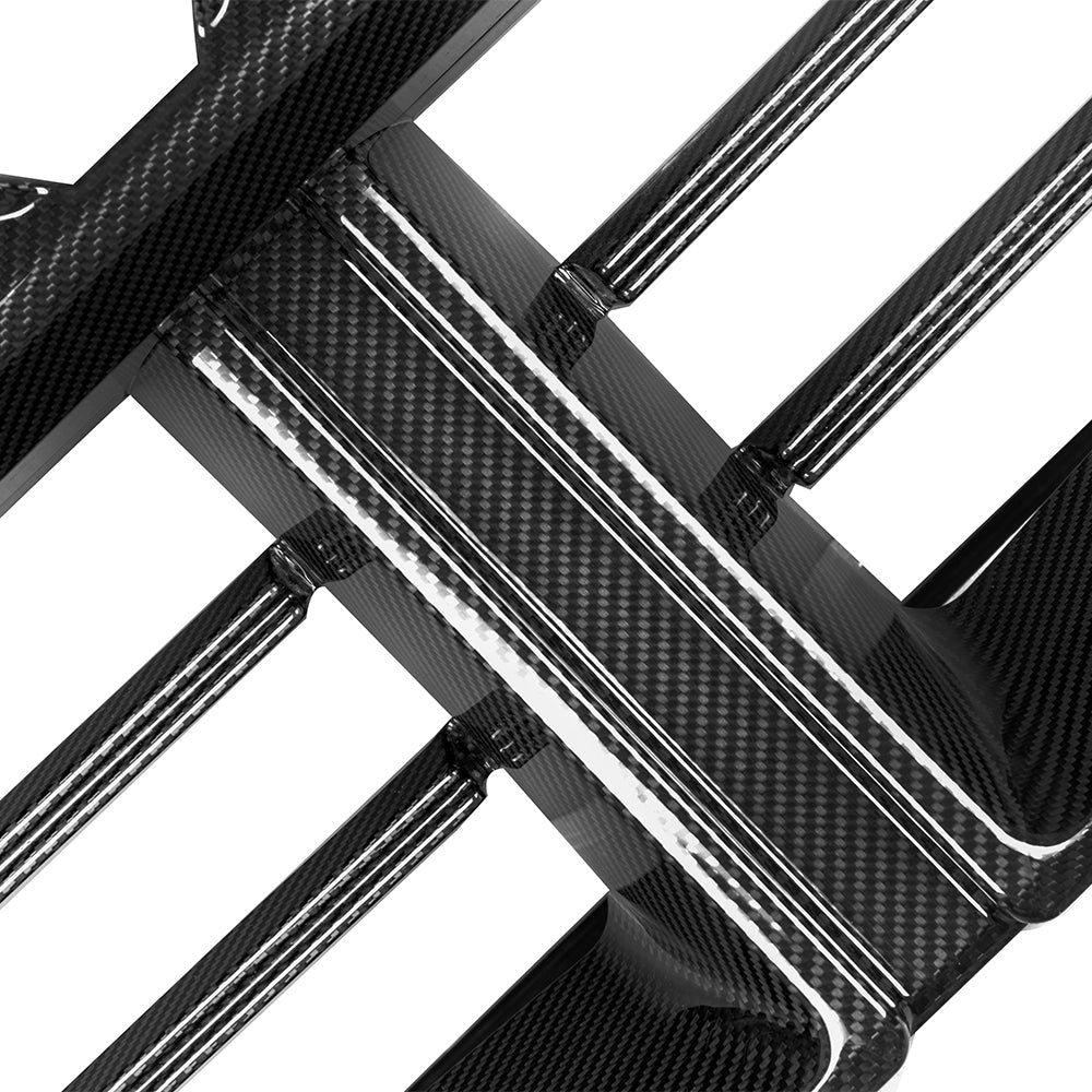 SOOQOO BMW M5 G90 carbon fibre front bumper trim - detail shot of mounting points