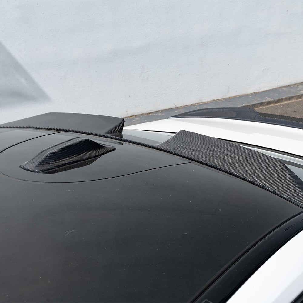 SOOQOO BMW M5 G90 carbon fibre spoiler - rear three-quarter view