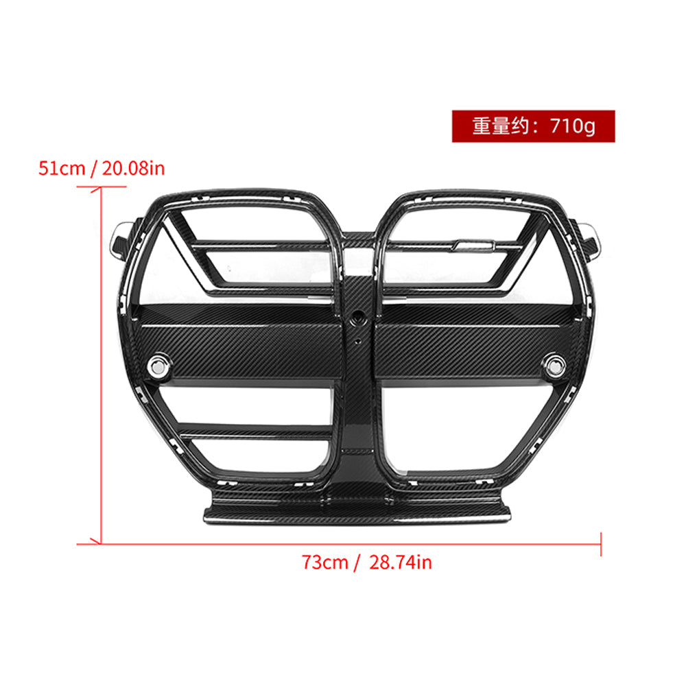 SOOQOO BMW M3 G80 carbon fibre grille - detail shot of mounting points