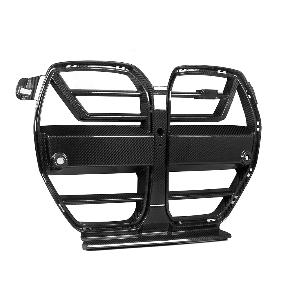 SOOQOO BMW M3 G80 carbon fibre grille - detail shot of mounting points