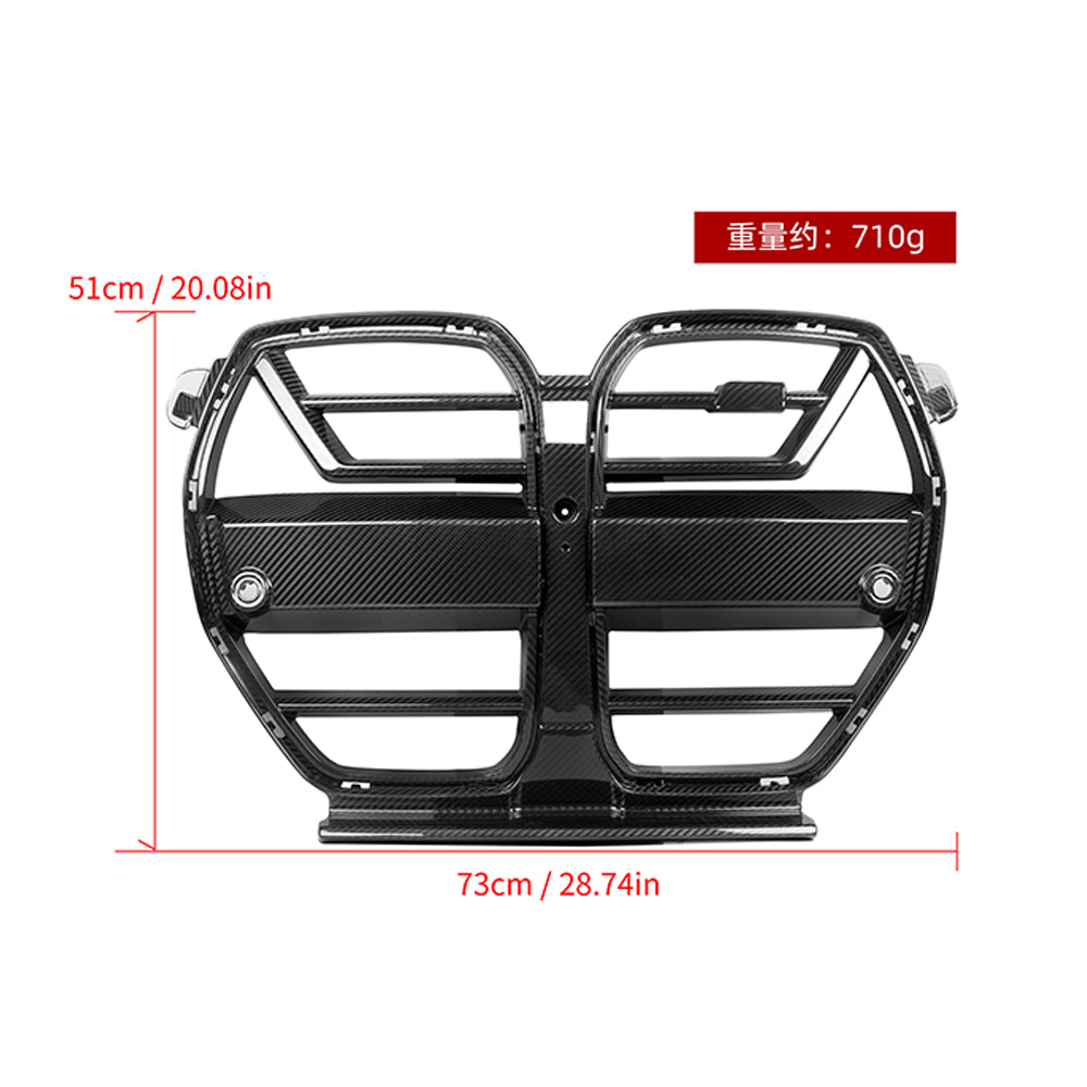 SOOQOO BMW M3 G80 carbon fibre grille - front three-quarter view