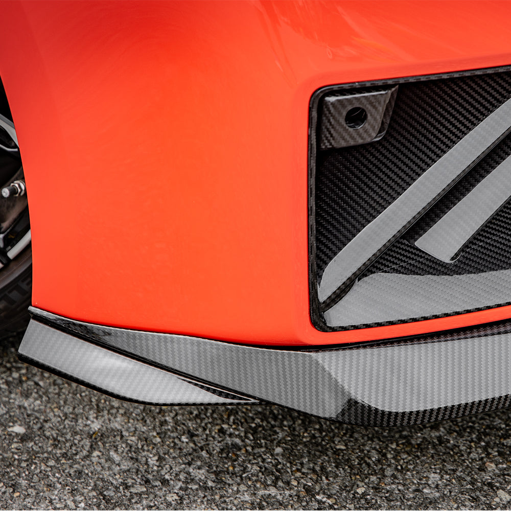 SOOQOO BMW M2 G87 carbon fibre front splitter - full vehicle shot with part installed