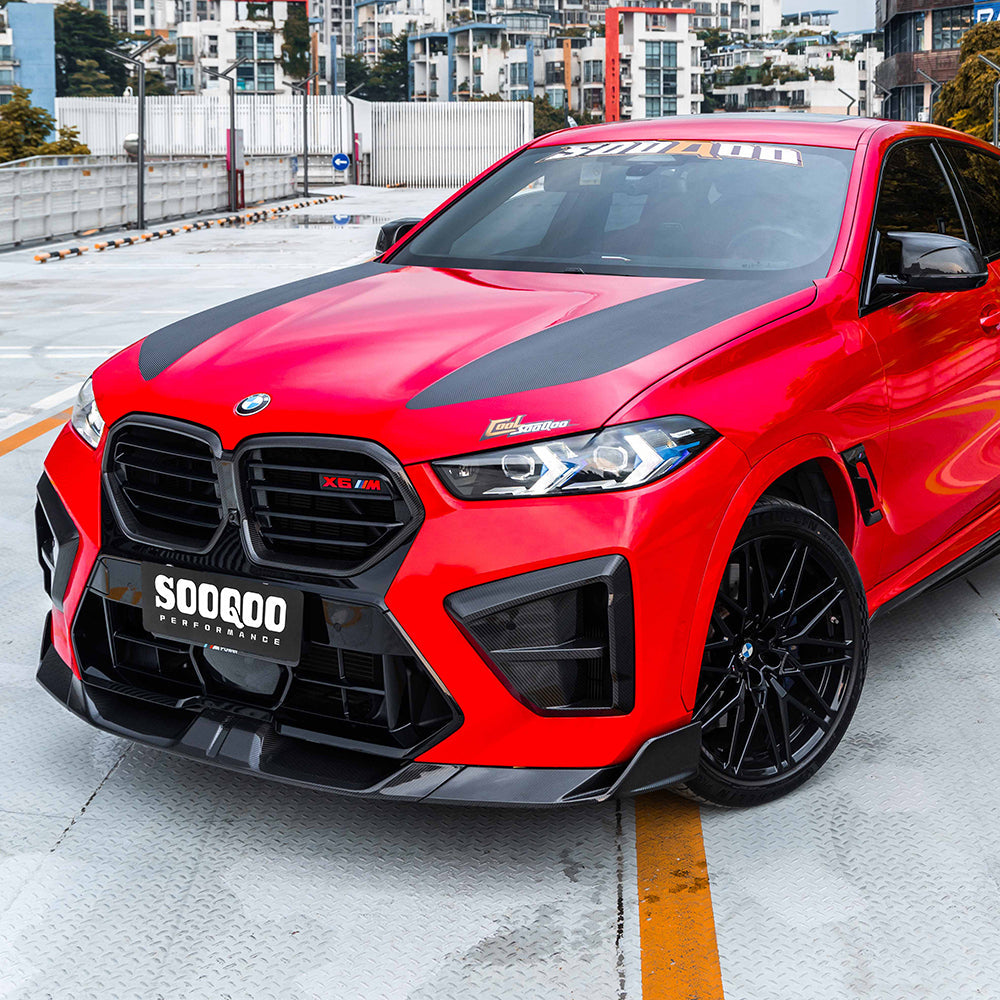 SOOQOO BMW X5M F95 carbon fibre front duct - front three-quarter view