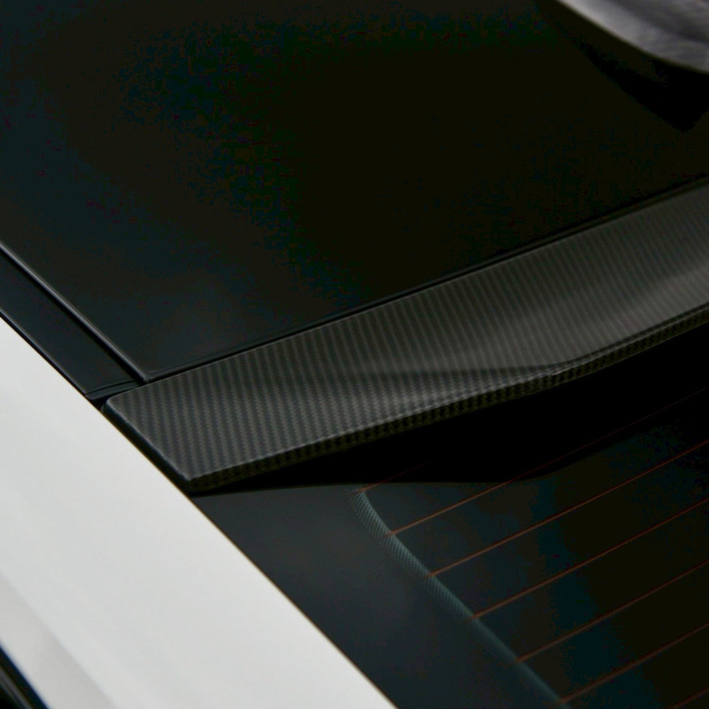 SOOQOO BMW M4 G82 carbon fibre spoiler - rear three-quarter view