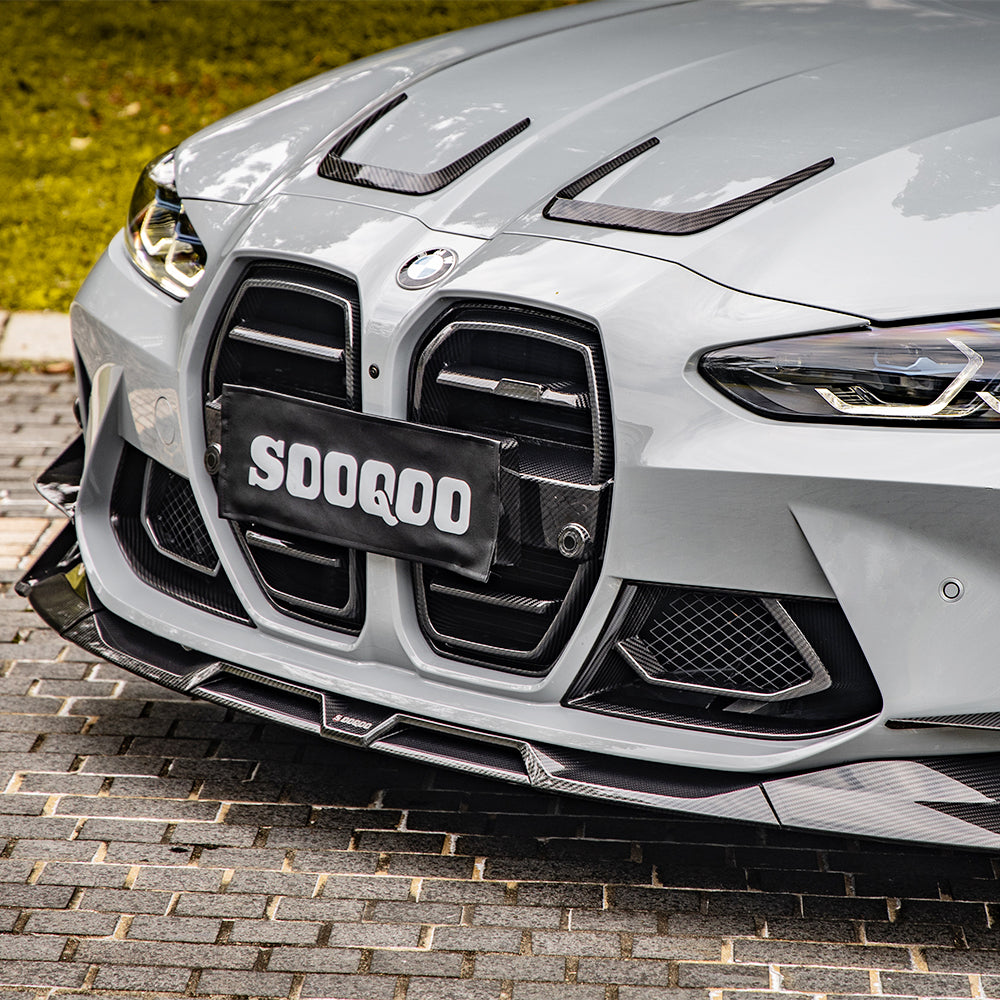 SOOQOO BMW M3 G80 carbon fibre front duct - full vehicle shot with part installed
