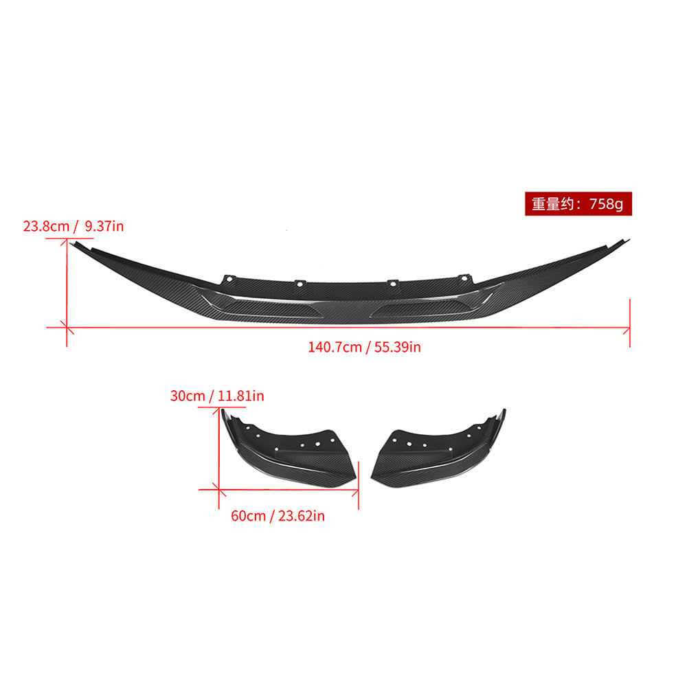 SOOQOO BMW 4 Series G22 carbon fibre front splitter - front three-quarter view