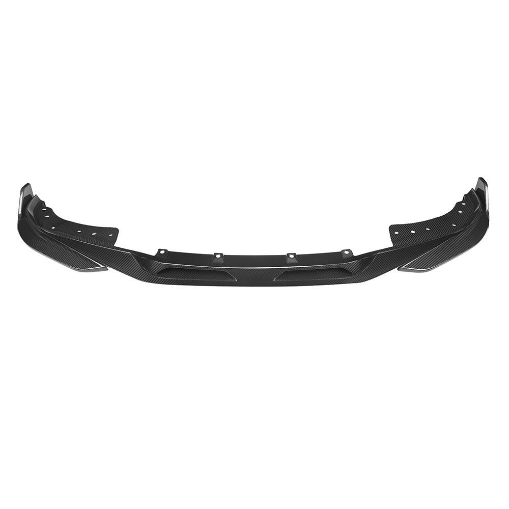 SOOQOO BMW 4 Series G22 carbon fibre front splitter - front three-quarter view