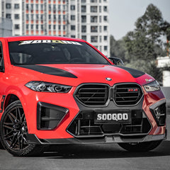 SOOQOO BMW X6M F96 carbon fibre front splitter - rear three-quarter view