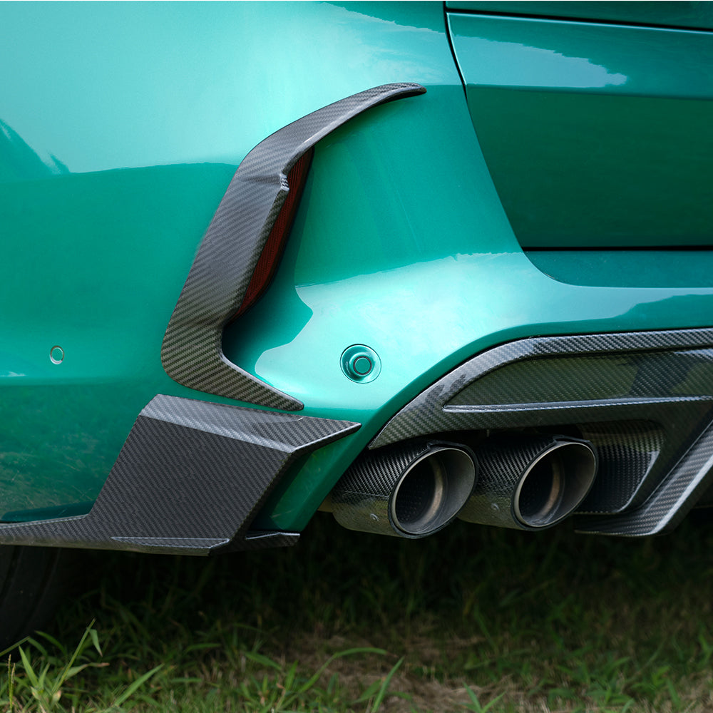 SOOQOO BMW X5M F95 carbon fibre rear diffuser - front three-quarter view