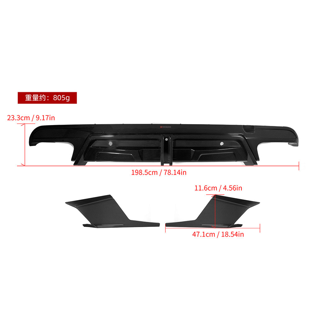 SOOQOO BMW X5M F95 carbon fibre rear diffuser - full vehicle shot with part installed