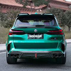 SOOQOO BMW X5M F95 carbon fibre rear diffuser - rear three-quarter view