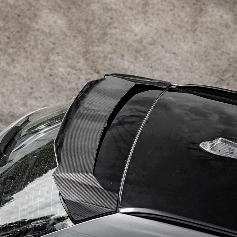 SOOQOO BMW M3 G81 carbon fibre spoiler - top-down view showing panel alignment