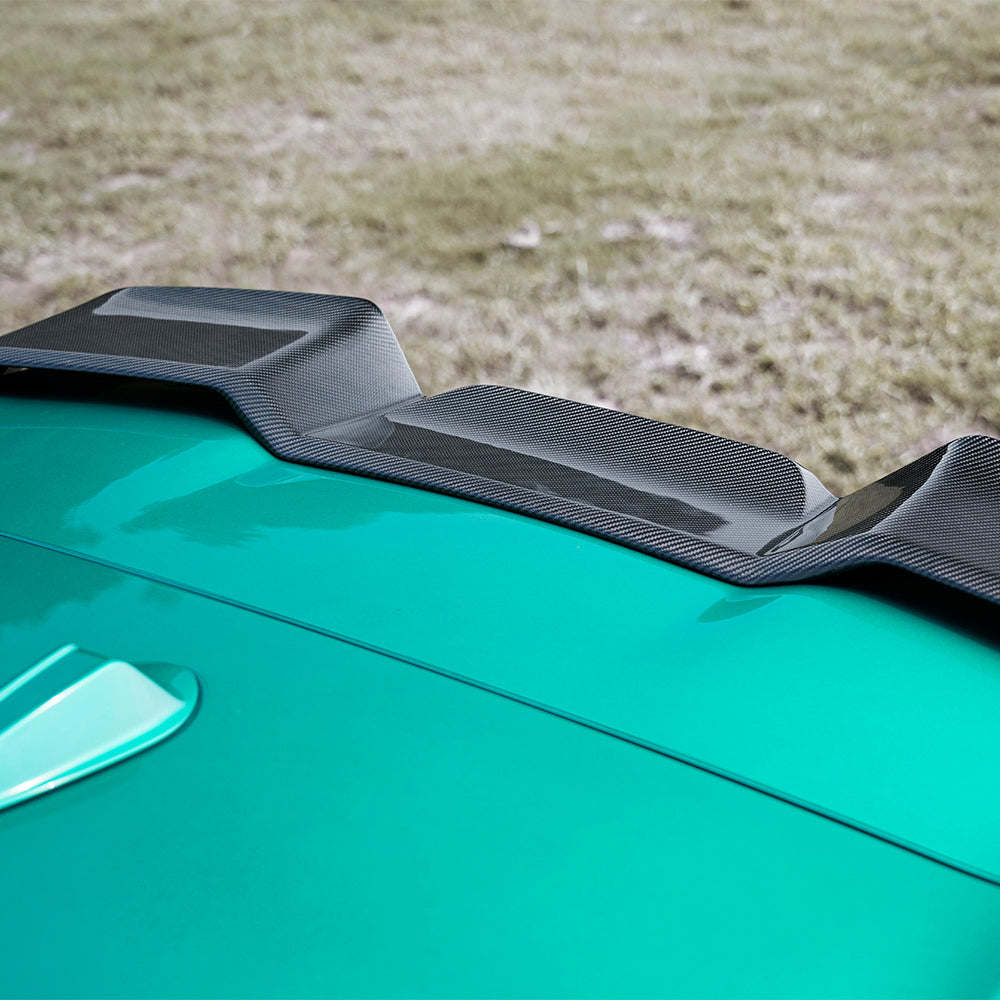 SOOQOO BMW X5M F95 carbon fibre spoiler - rear three-quarter view