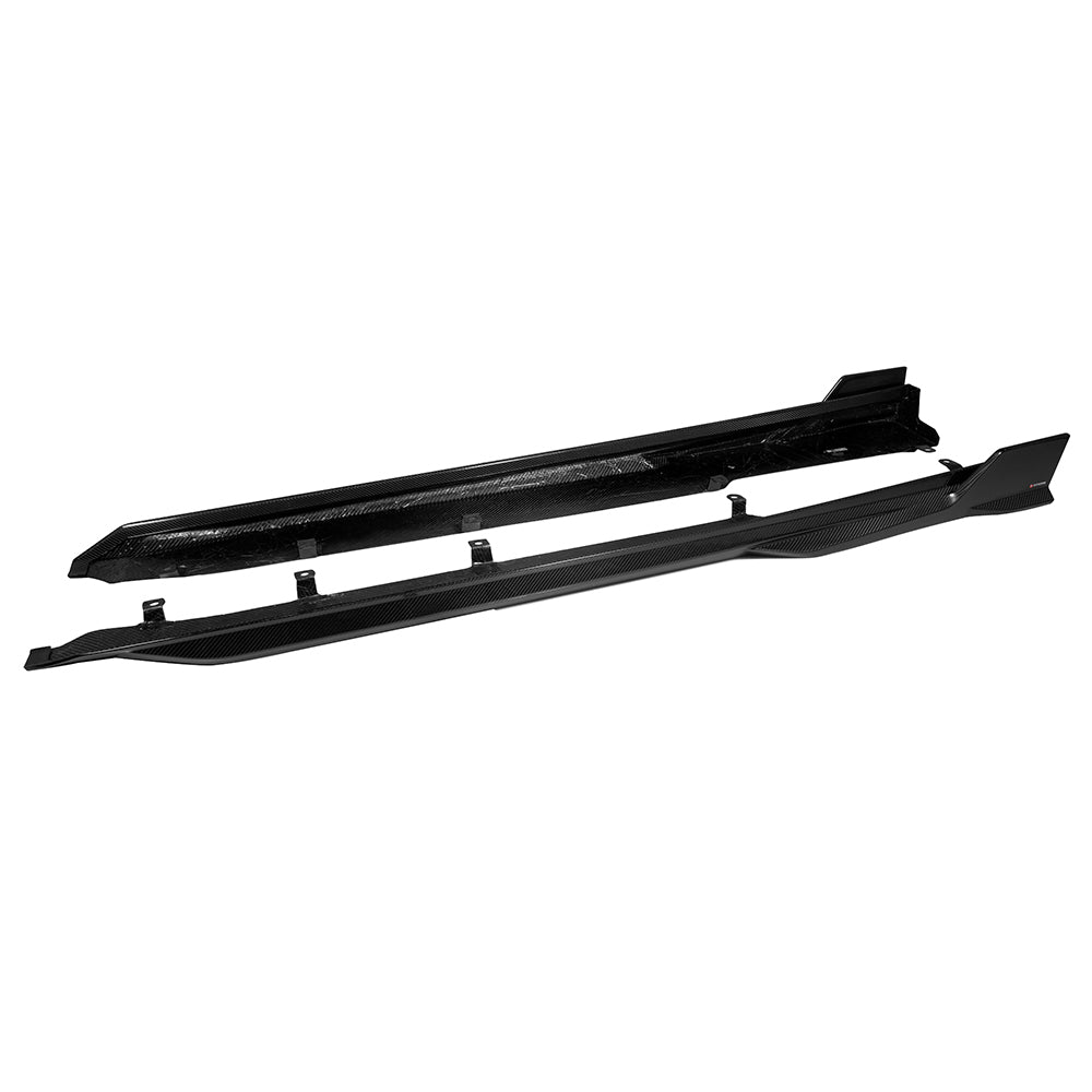 SOOQOO BMW X5M F95 carbon fibre side skirt - front three-quarter view