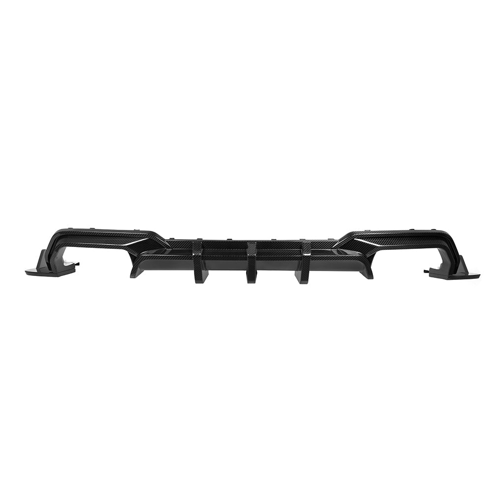 SOOQOO BMW M8 F93 carbon fibre rear diffuser - front three-quarter view