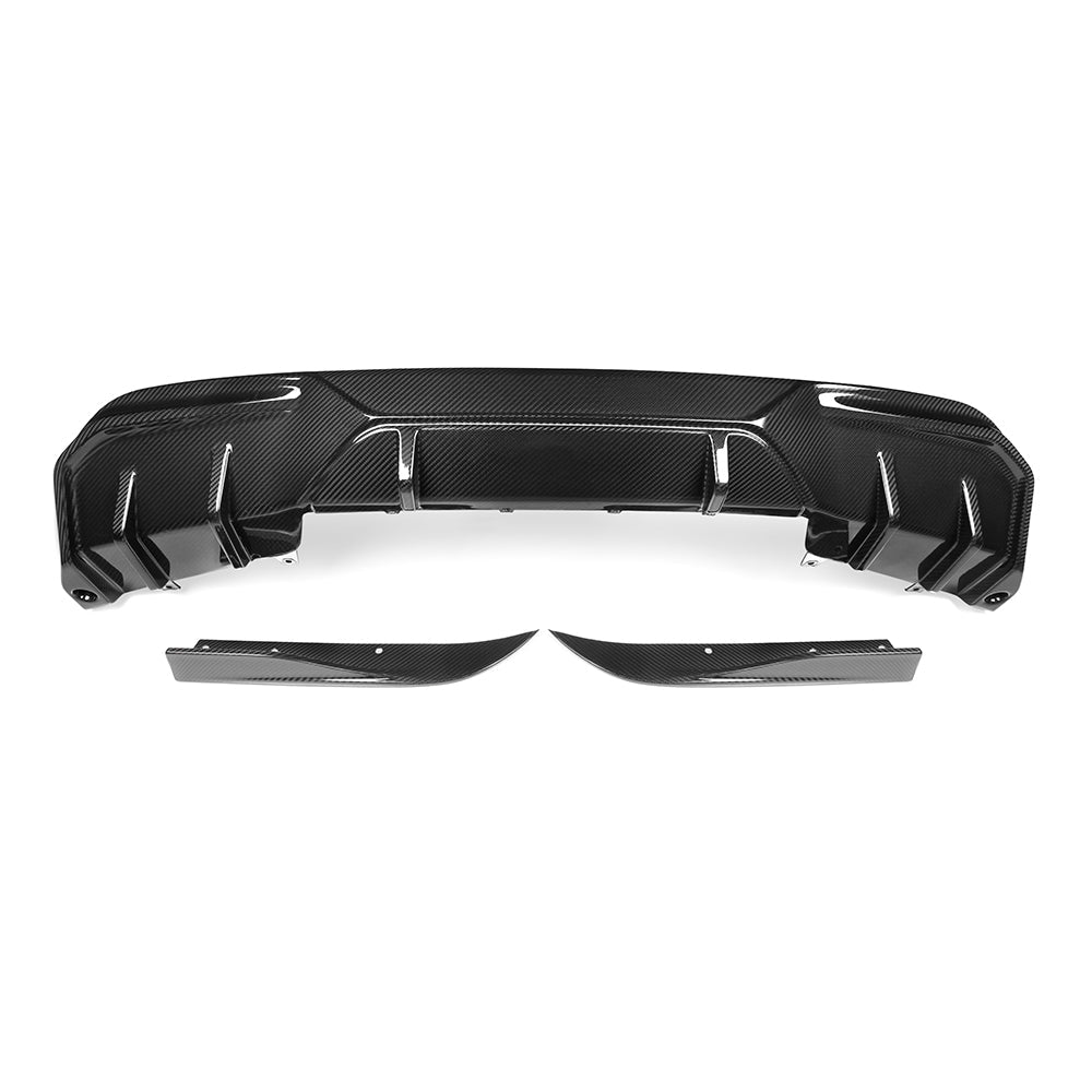 SOOQOO BMW  G26 carbon fibre rear diffuser - front three-quarter view