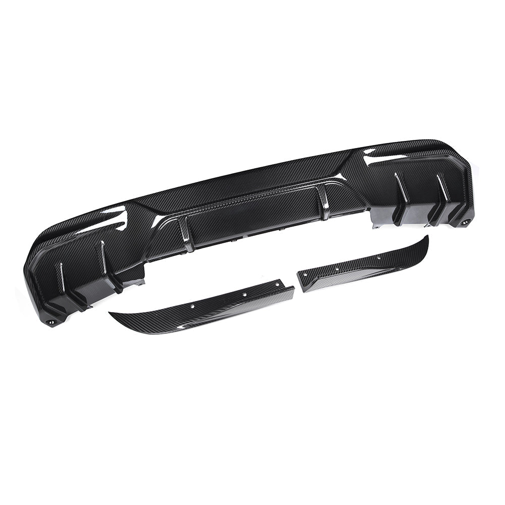 SOOQOO BMW  G26 carbon fibre rear diffuser - side profile view