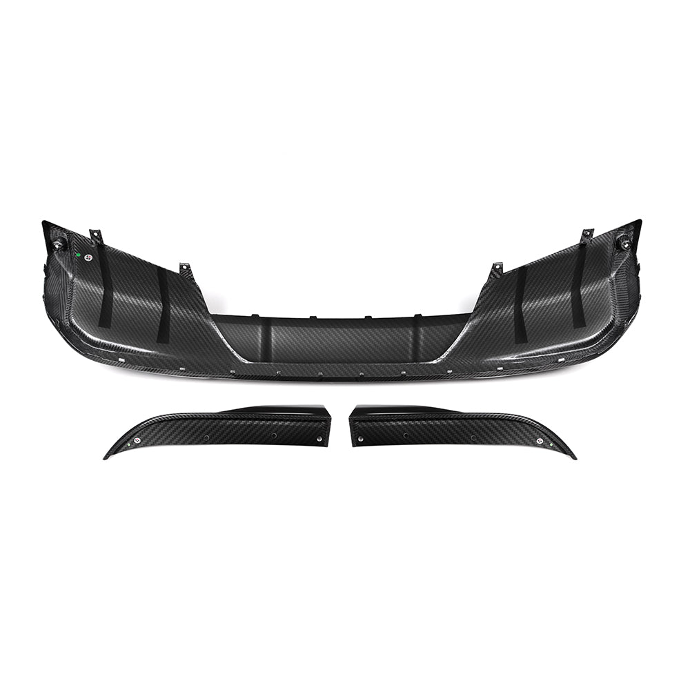 SOOQOO BMW  G26 carbon fibre rear diffuser - detail shot of mounting points