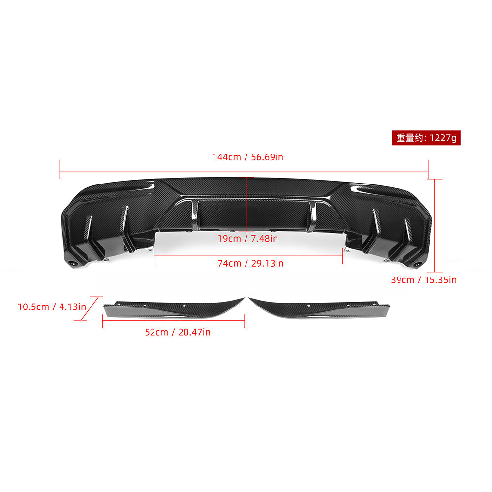 SOOQOO BMW  G26 carbon fibre rear diffuser - front three-quarter view