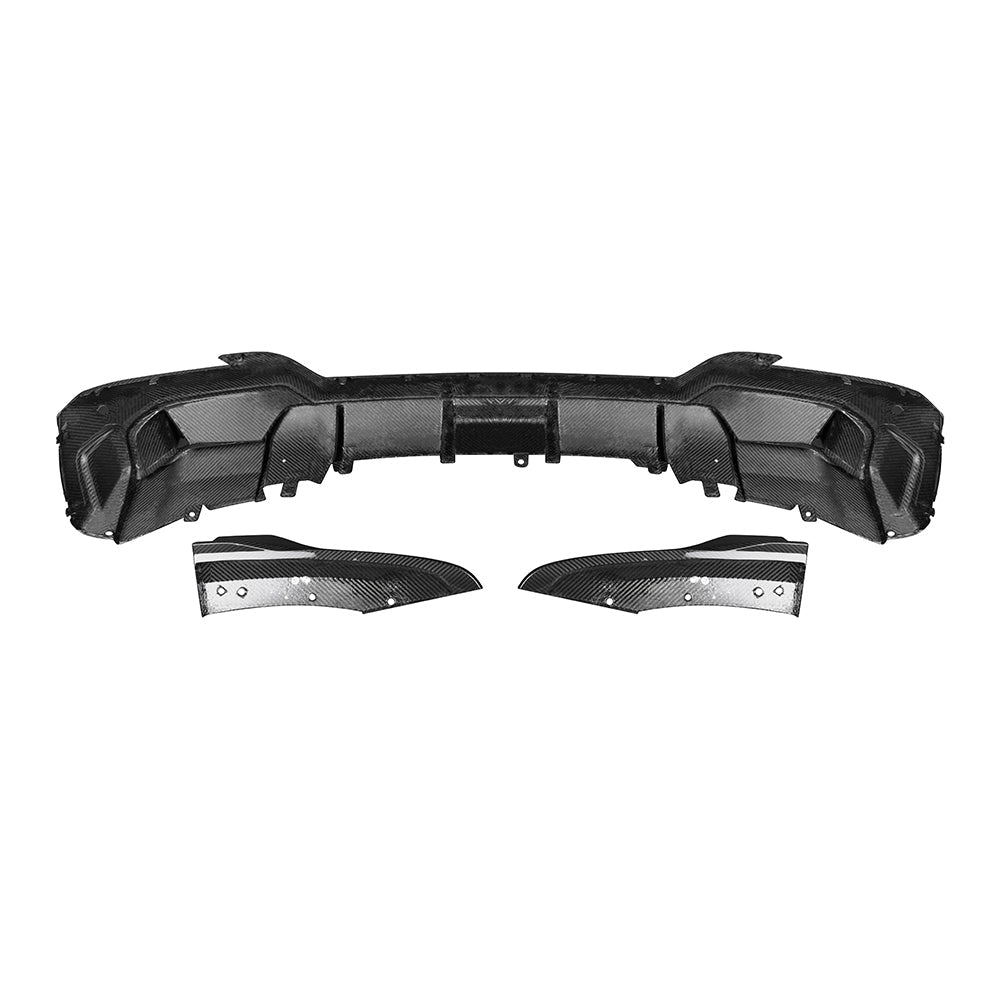 SOOQOO BMW iX3 G08 carbon fibre rear diffuser - installation fitment view