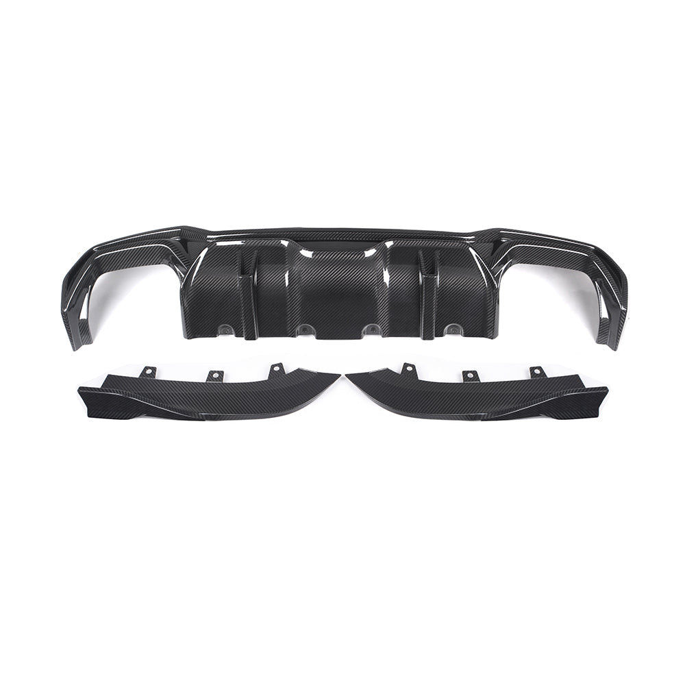 SOOQOO BMW 4 Series G22 carbon fibre rear diffuser - side profile view