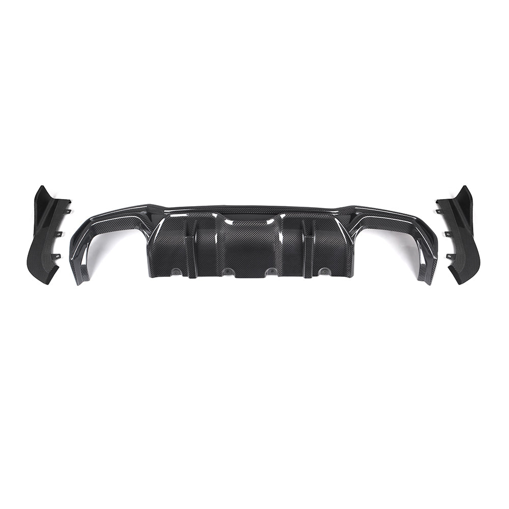 SOOQOO BMW 4 Series G22 carbon fibre rear diffuser - installation fitment view