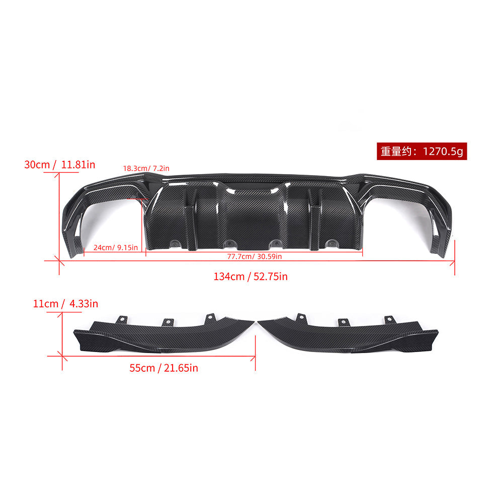 SOOQOO BMW 4 Series G22 carbon fibre rear diffuser - full vehicle shot with part installed