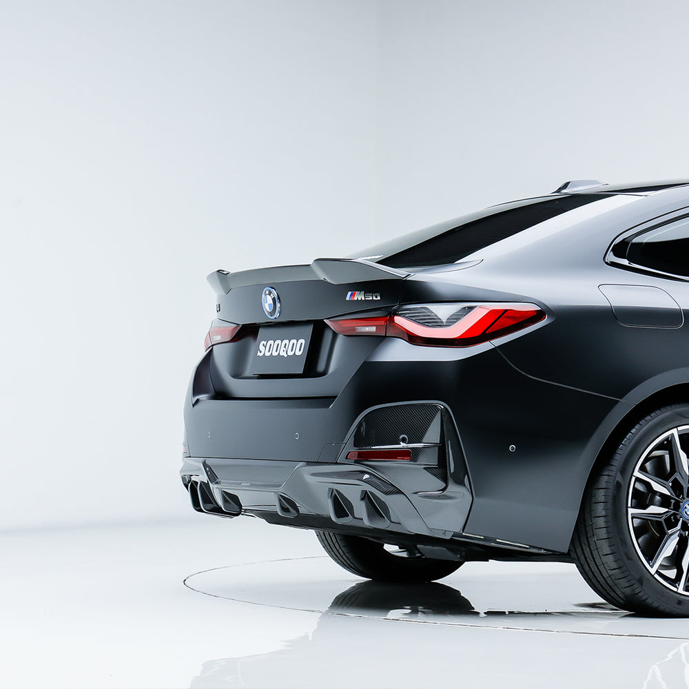 SOOQOO BMW  G26 carbon fibre rear diffuser - full vehicle shot with part installed