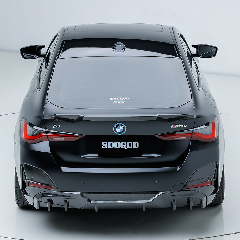 SOOQOO BMW  G26 carbon fibre rear diffuser - rear three-quarter view