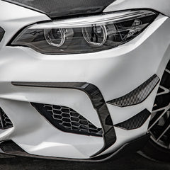 SOOQOO BMW M2 F87 carbon fibre rear vent trim - rear three-quarter view
