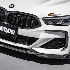 SOOQOO BMW 8 Series G16 carbon fibre front splitter - close-up of carbon fibre weave detail