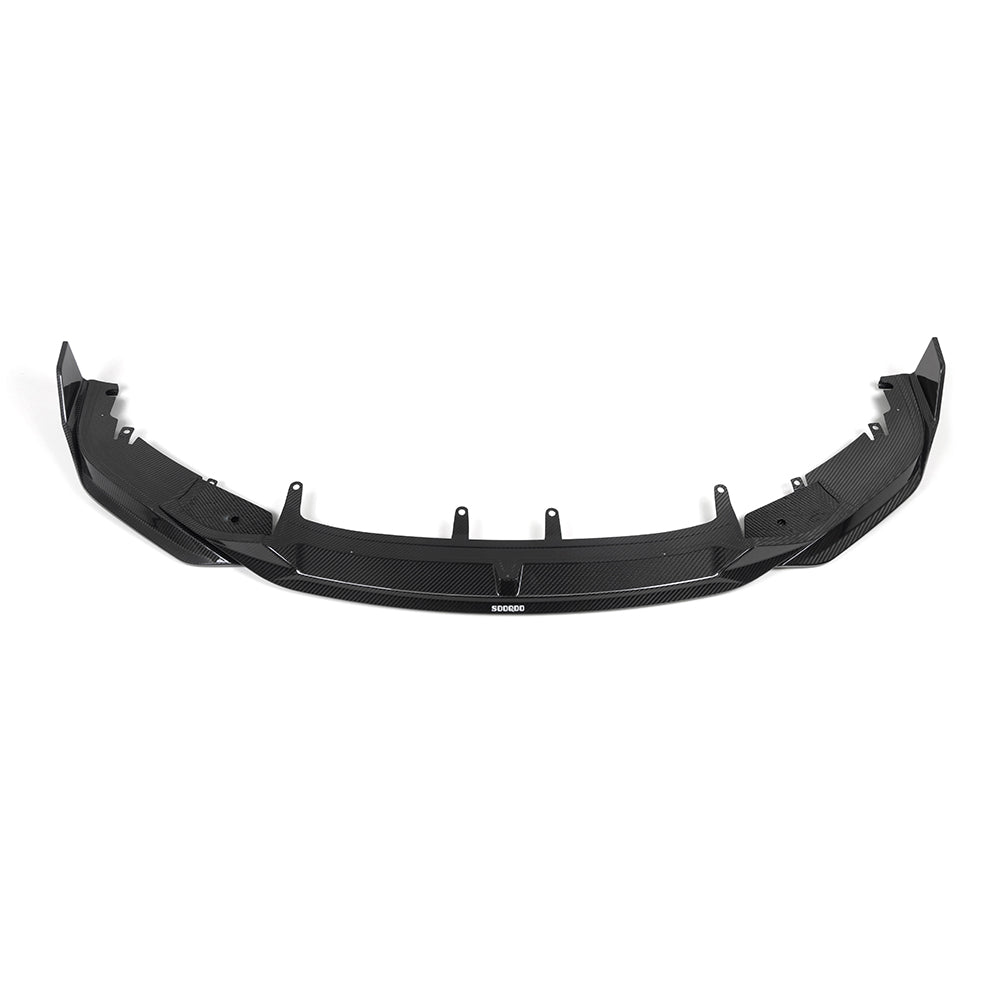SOOQOO BMW 8 Series G16 carbon fibre front splitter - front three-quarter view