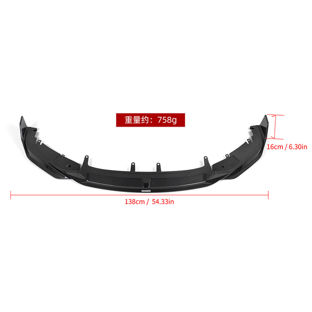 SOOQOO BMW 8 Series G16 carbon fibre front splitter - side profile view