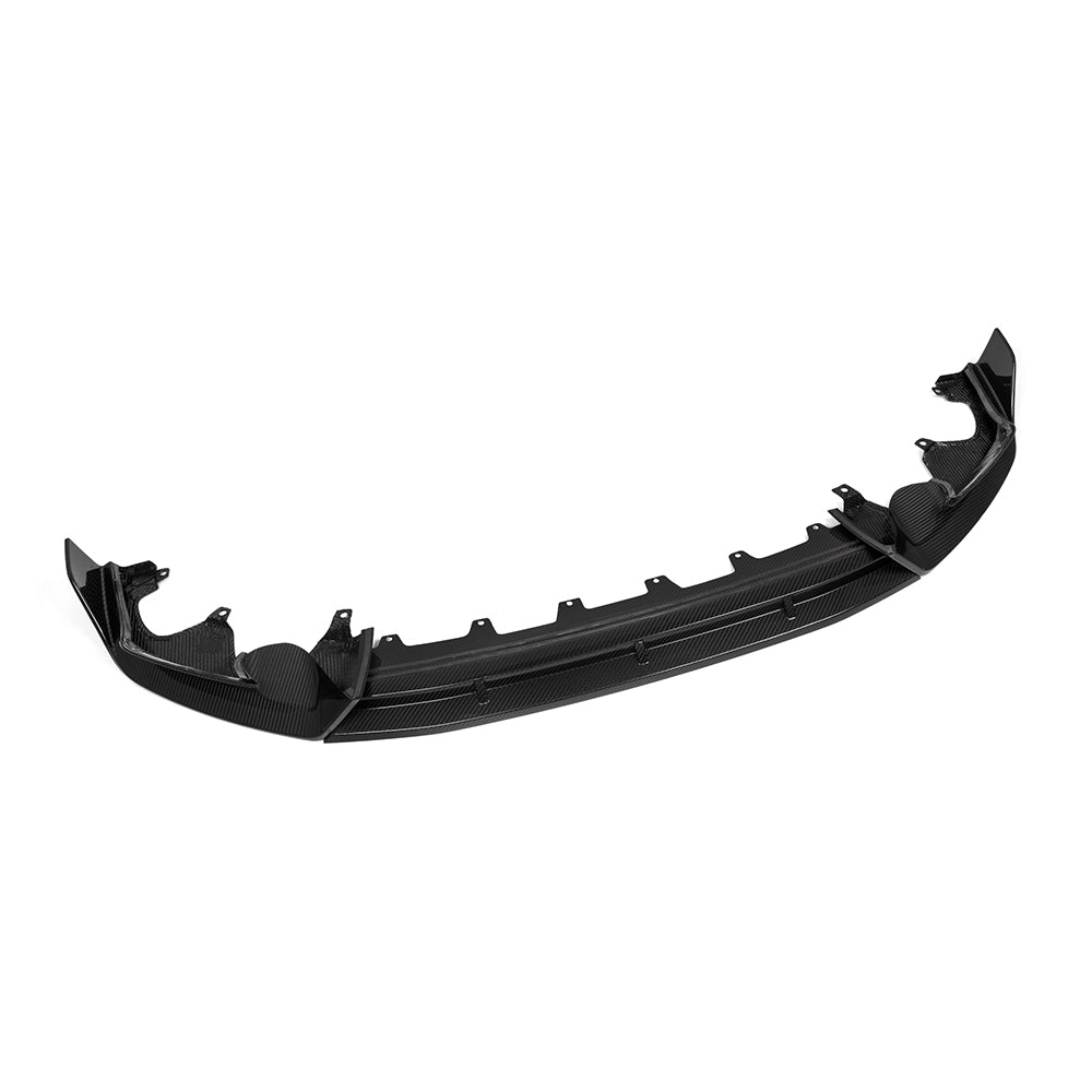 SOOQOO BMW iX3 G08 carbon fibre front splitter - front three-quarter view