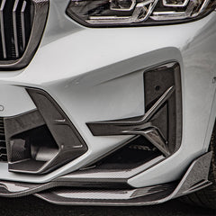 SOOQOO BMW X3M F97 carbon fibre front side vent - close-up of carbon fibre weave detail