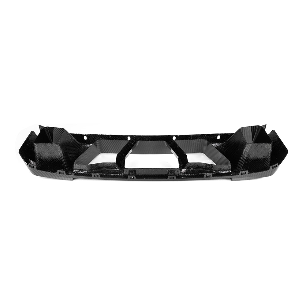 SOOQOO BMW M2 G87 carbon fibre front bumper trim - detail shot of mounting points