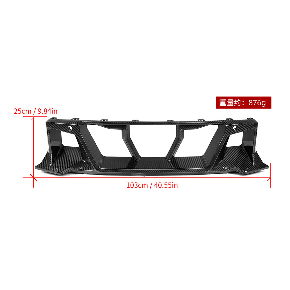 SOOQOO BMW M2 G87 carbon fibre front bumper trim - front three-quarter view
